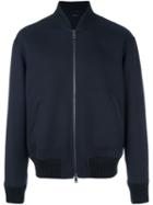 Jil Sander Zipped Bomber Jacket, Men's, Size: 52, Blue, Cupro/cashmere/virgin Wool