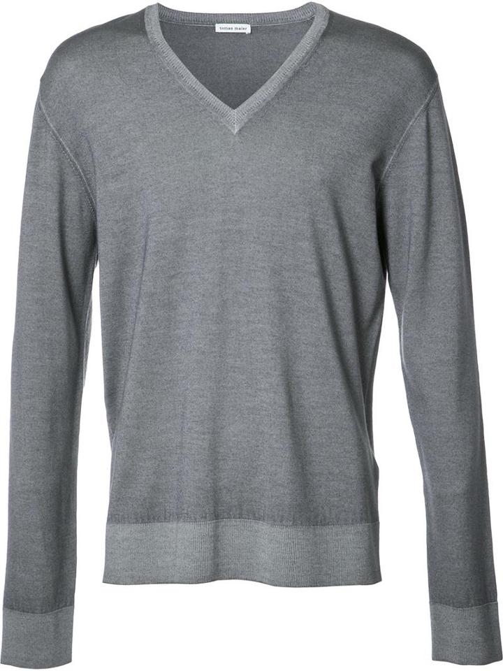 Tomas Maier V-neck Jumper, Men's, Size: Xxl, Grey, Wool