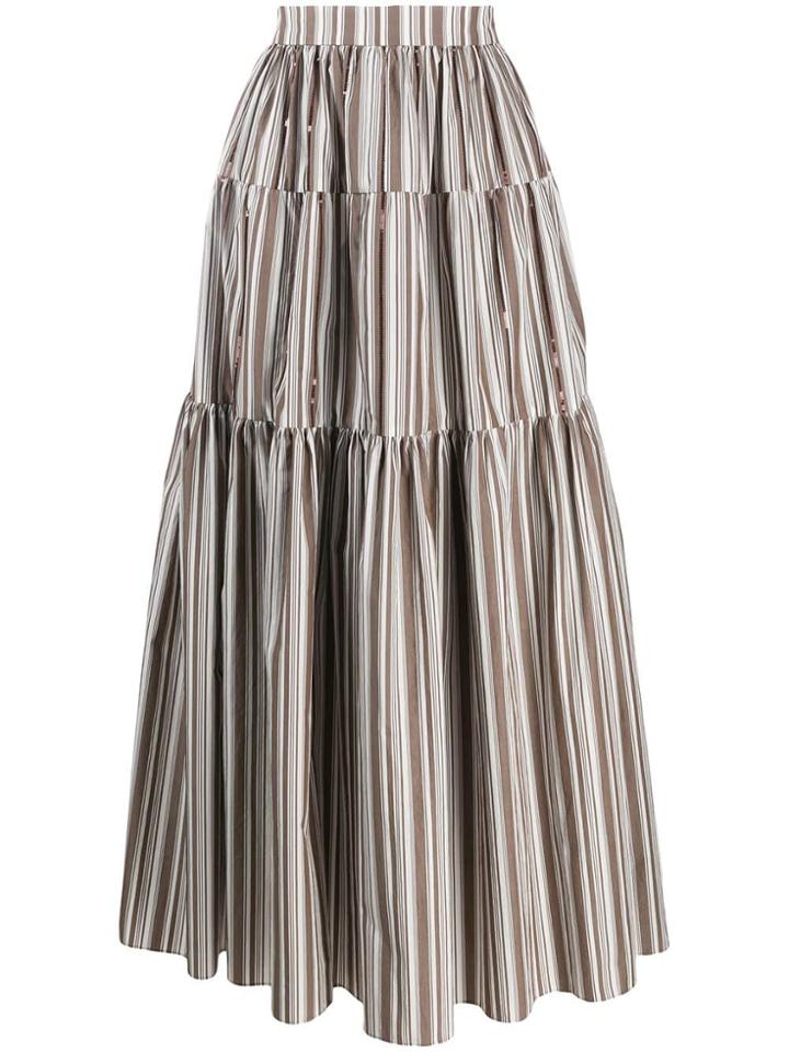Brunello Cucinelli Maxi Peasant Skirt - Brown
