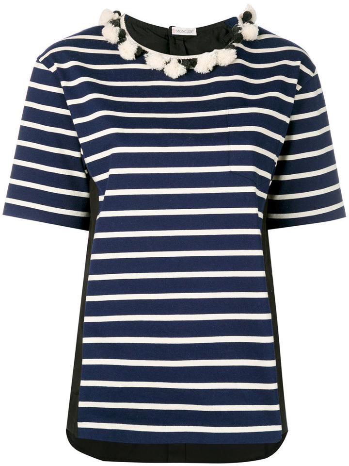 Moncler - Striped Short Sleeve T-shirt - Women - Cotton - Xs, Blue, Cotton