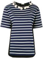 Moncler - Striped Short Sleeve T-shirt - Women - Cotton - Xs, Blue, Cotton