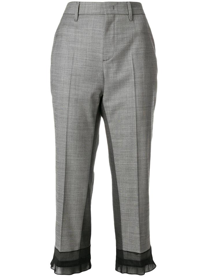 Prada Sheer Panel Cropped Trousers - Grey