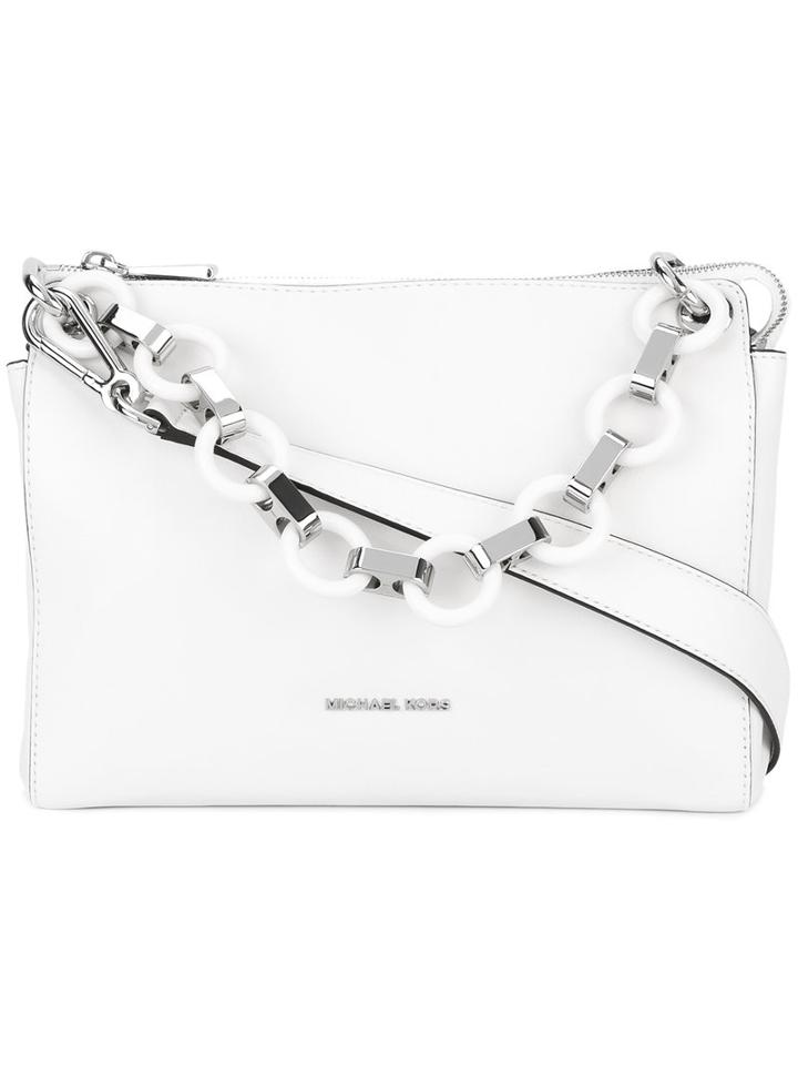 Michael Michael Kors Metal Ring Strap Shoulder Bag, Women's, White, Leather/metal