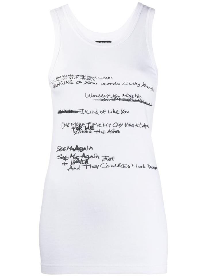 Ann Demeulemeester Text Print Tank Top - White