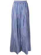 Maison Mihara Yasuhiro Wide-legged Striped Trousers, Women's, Size: 38, Blue, Cotton