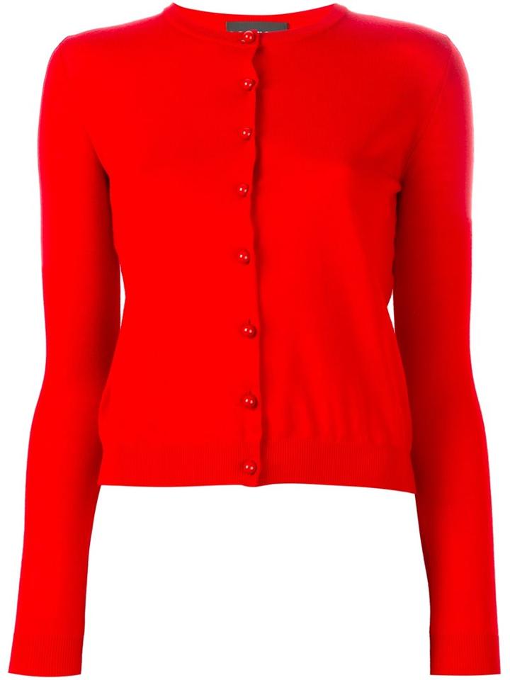 Boutique Moschino Buttoned Cardigan, Women's, Size: 38, Red, Virgin Wool