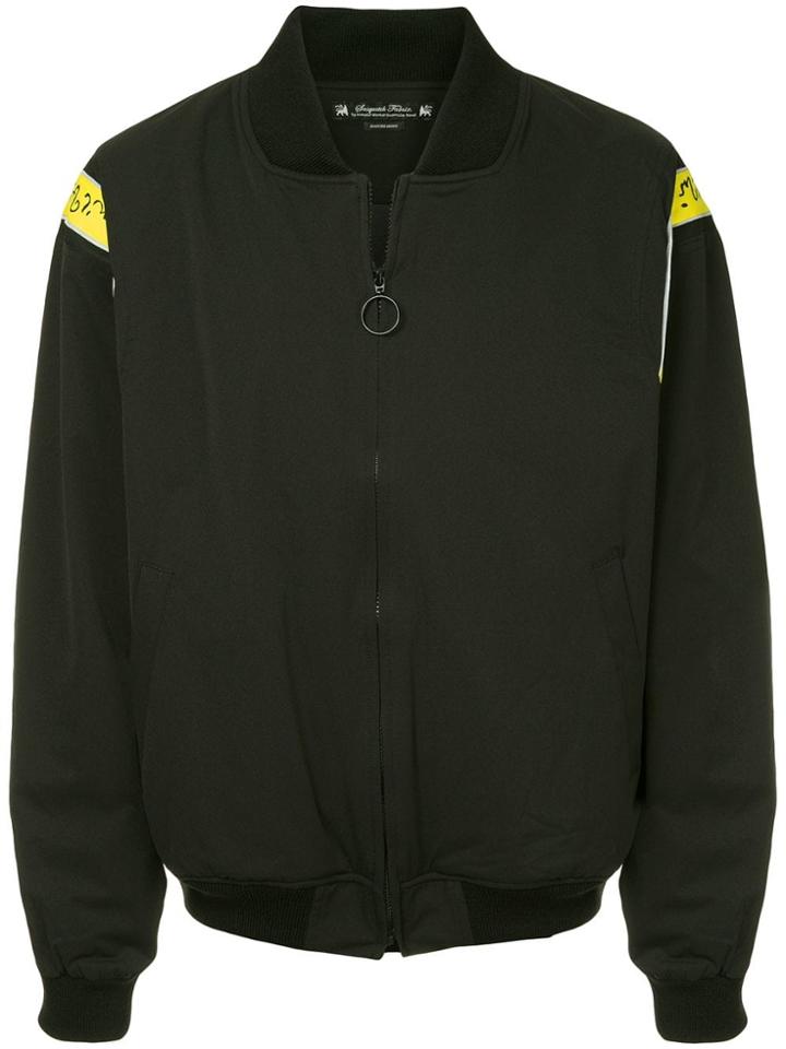 Sasquatchfabrix. Contrast Band Bomber Jacket - Black