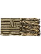 Saint Laurent Striped Knit Fringed Scarf - Metallic