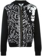 Versus Lion Print Hooded Cardigan - Black