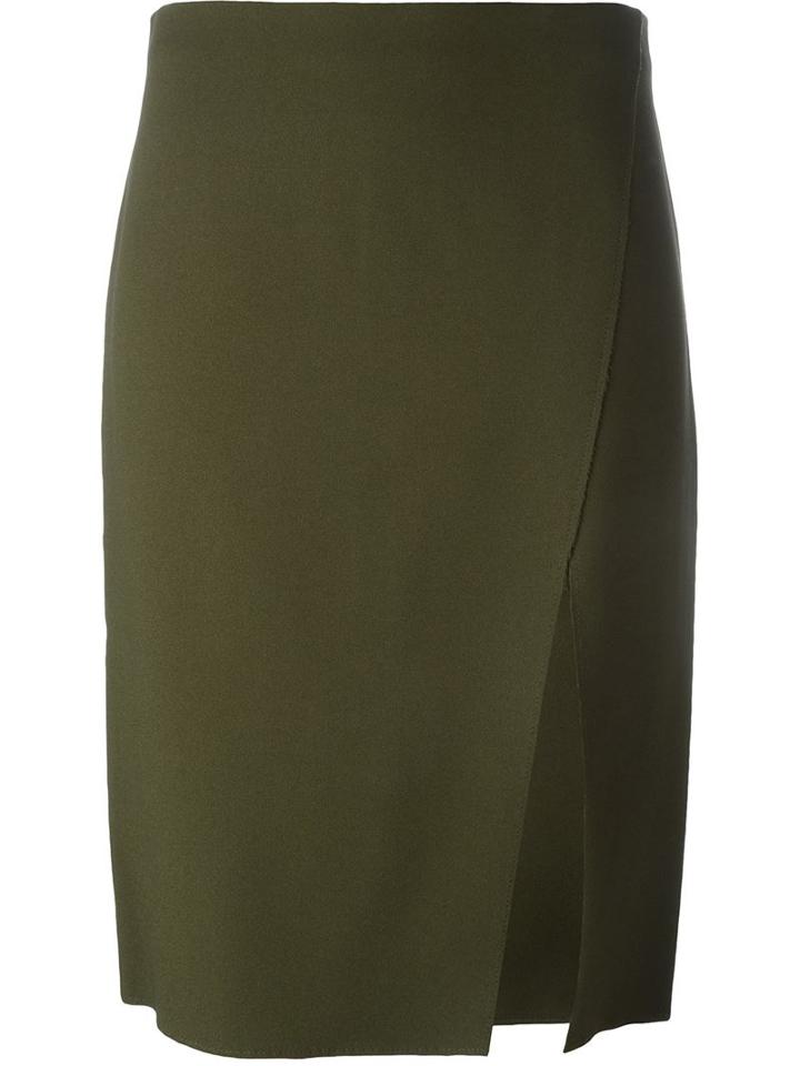 Versace Thigh-high Slit Pencil Skirt, Women's, Size: 40, Green, Acetate/viscose/silk