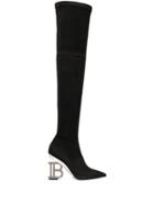 Balmain 10mm Monogram-heel Boots - Black