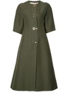 Marni Single-breasted Coat, Women's, Size: 44, Green, Silk/cotton