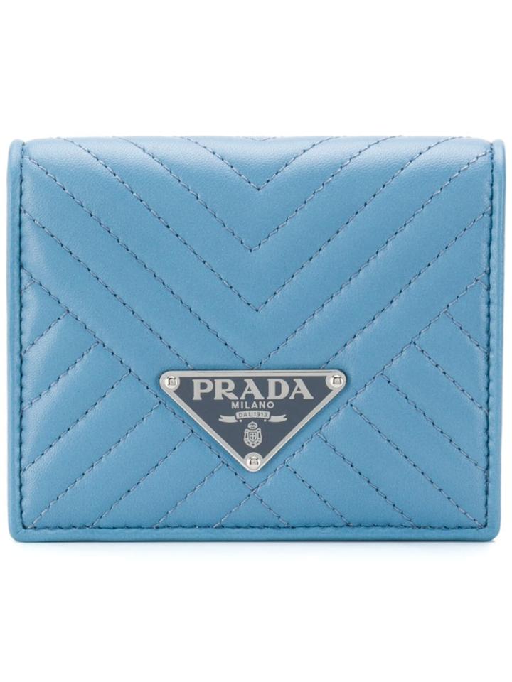 Prada Quilted Small Wallet - Blue