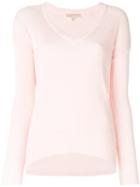 Michael Michael Kors - V-neck Knit Detail Sweater - Women - Nylon/polyester/viscose/cashmere - Xs, Pink/purple, Nylon/polyester/viscose/cashmere