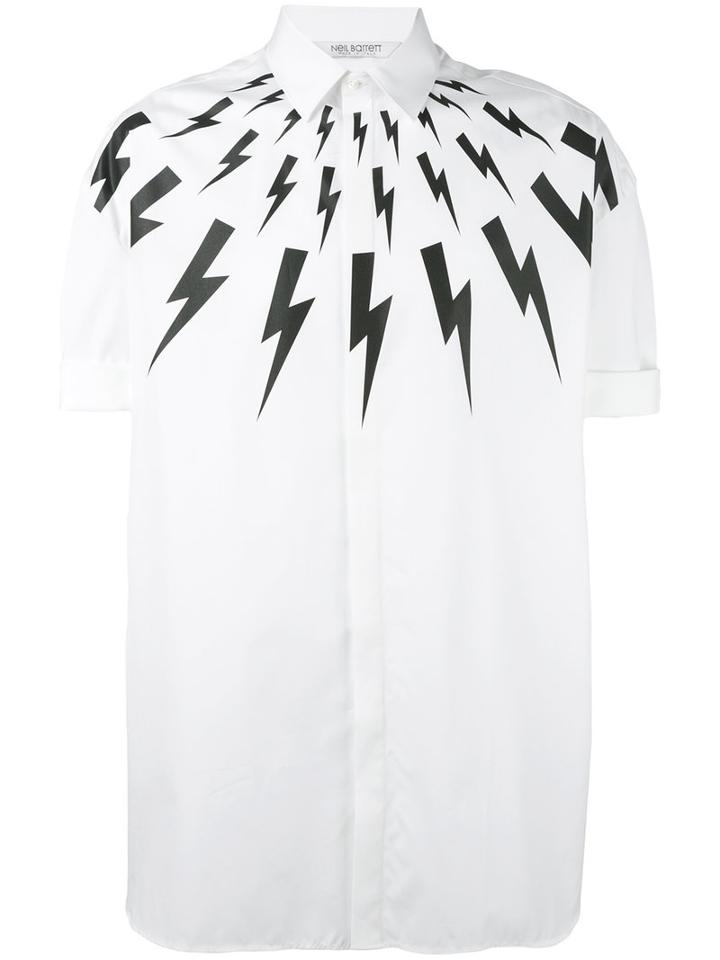 Neil Barrett - Lightning Bolt Shirt - Men - Cotton - 38, White, Cotton
