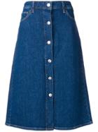 Calvin Klein 205w39nyc Button Detail Denim Skirt - Blue