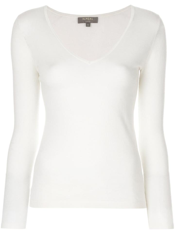 N.peal Superfine V-neck Jumper - White
