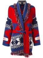Alanui Multi Figures Frayed Trim Cardi-coat - Blue