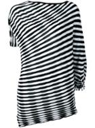 Issey Miyake - Striped Top - Women - Cotton/polyester/triacetate - 2, Women's, Black, Cotton/polyester/triacetate