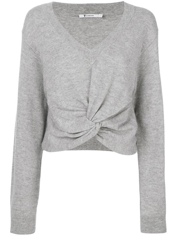 T By Alexander Wang - Twist Front Sweater - Women - Cashmere/wool - S, Grey, Cashmere/wool