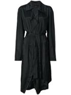 Urban Zen Ruffle Collar Raw Edge Coat - Black