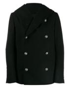 Balmain Hooded Loose Peacoat - Black