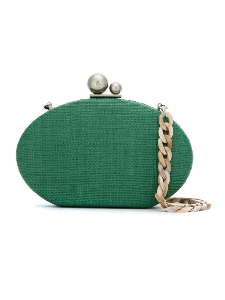 Isla Straw Clutch Bag - Green