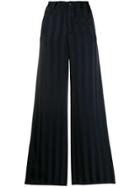 White Sand Striped Palazzo Trousers - Blue