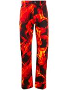Msgm Flame Print Jeans - Red