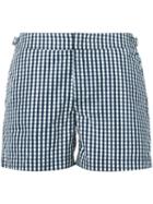 Orlebar Brown Gingham Check Swim Shorts, Men's, Size: 34, Blue, Polyurethane/polyester