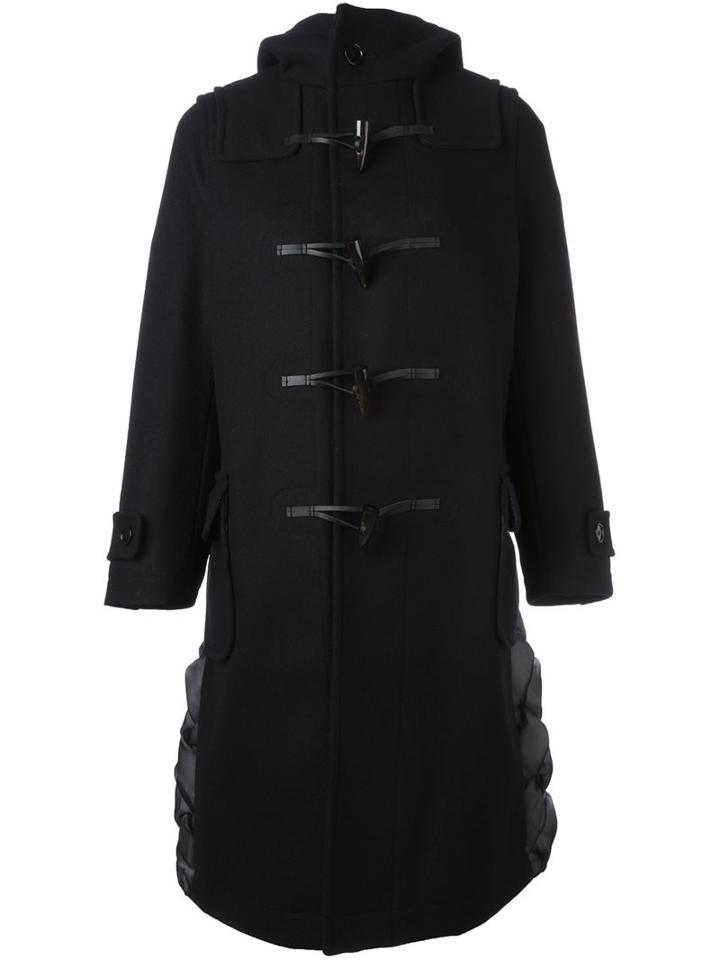 Comme Des Garçons Noir Kei Ninomiya Hooded Duffle Coat, Women's, Size: Small, Black, Calf Leather/nylon/polyester/wool