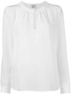 Saint Laurent Band Collar Blouse, Women's, Size: 40, White, Silk
