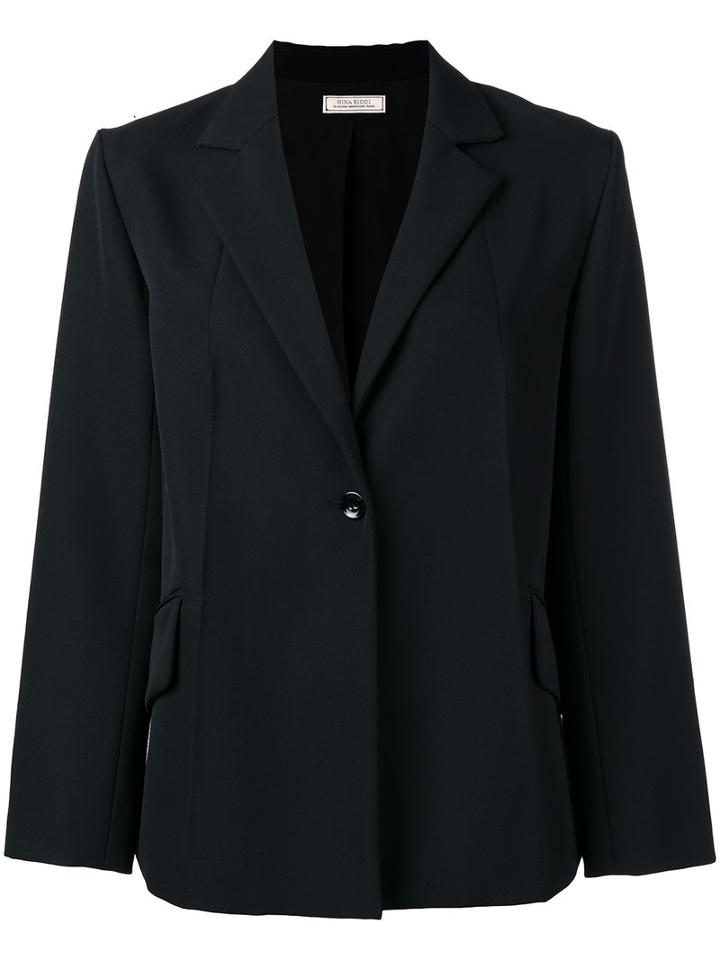 Nina Ricci Button Up Blazer, Women's, Size: 40, Black, Silk/wool