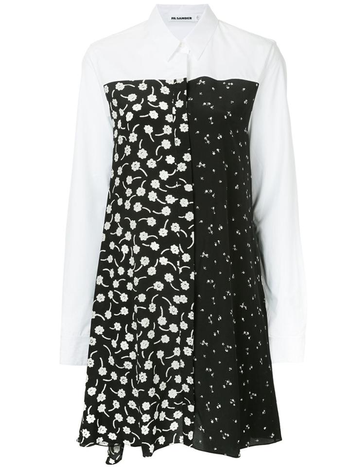 Jil Sander Floral Pattern Shirt Dress - White