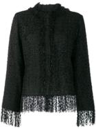 Msgm Fringed Tweed Jacket - Black