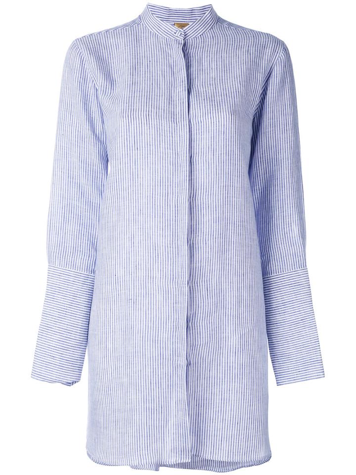 Fay - Fay Long Sleeved Shirt - Women - Linen/flax - S, Blue, Linen/flax