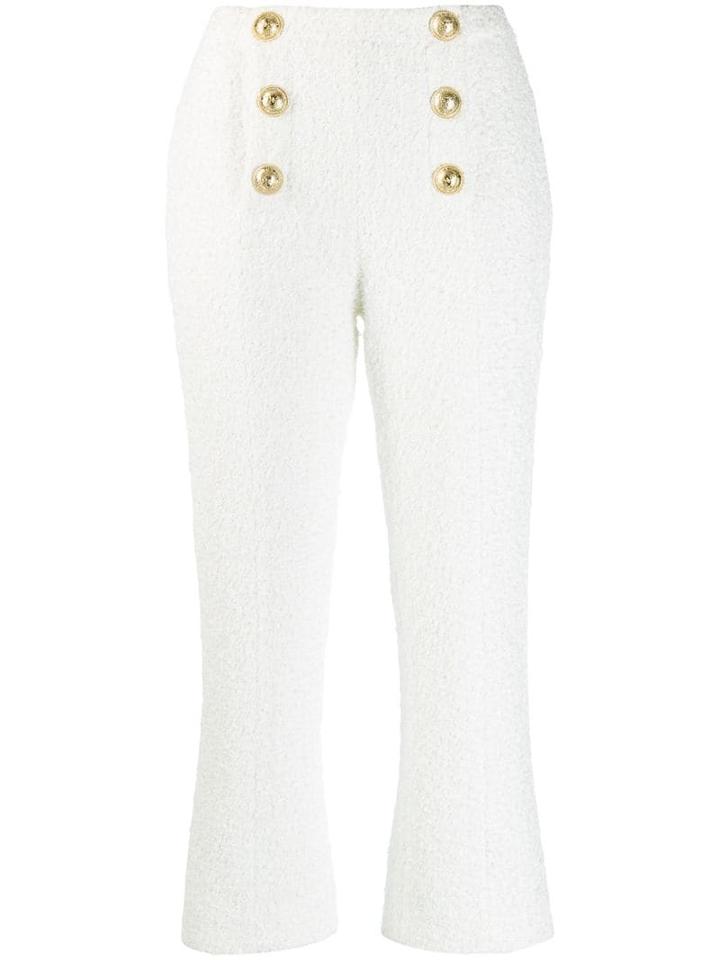 Balmain Double-breasted Cropped Trousers - White