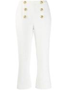 Balmain Double-breasted Cropped Trousers - White