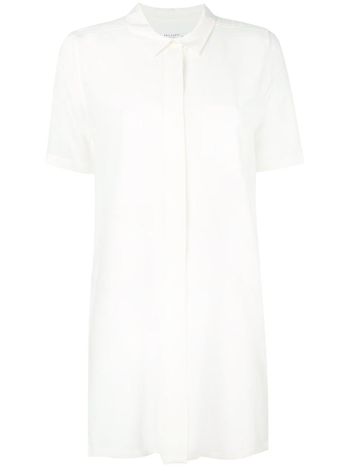 Equipment Elongated Shortsleeved Shirt, Women's, Size: Medium, White, Silk