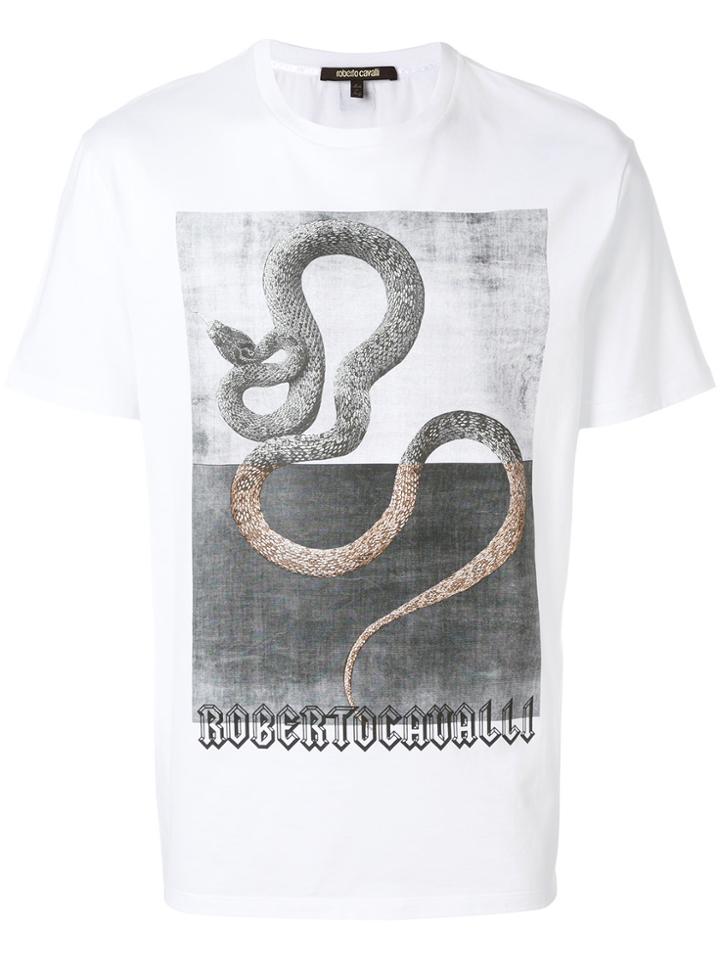 Roberto Cavalli Snake Print T-shirt - White