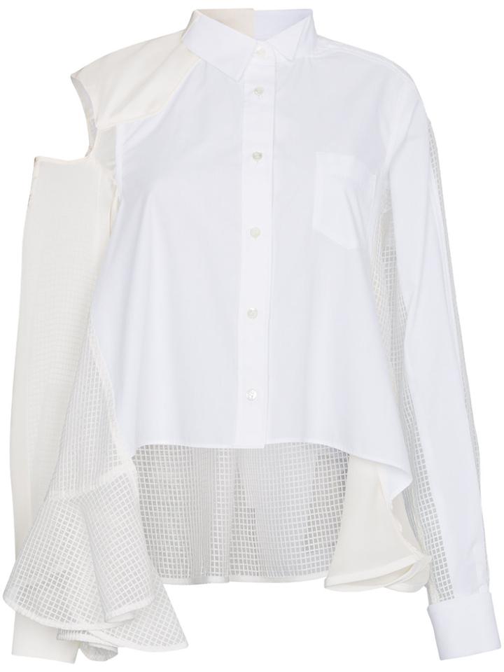 Sacai Button Down Satin Insert Shirt - White