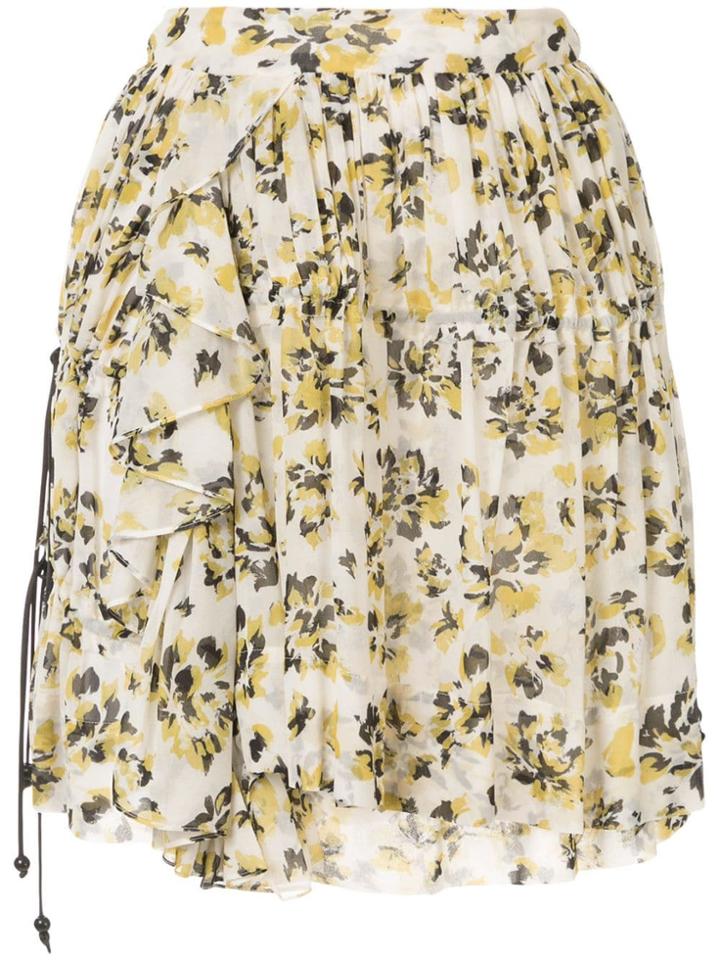 Dondup Ruffled Floral-print Skirt - White