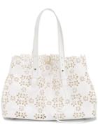 Simone Rocha Laser Cut Floral Shoulder Bag, Women's, White, Leather