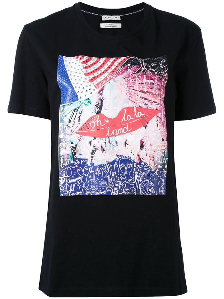 Each X Other - 'oh La La Land' Printed T-shirt - Women - Cotton - M, Black, Cotton