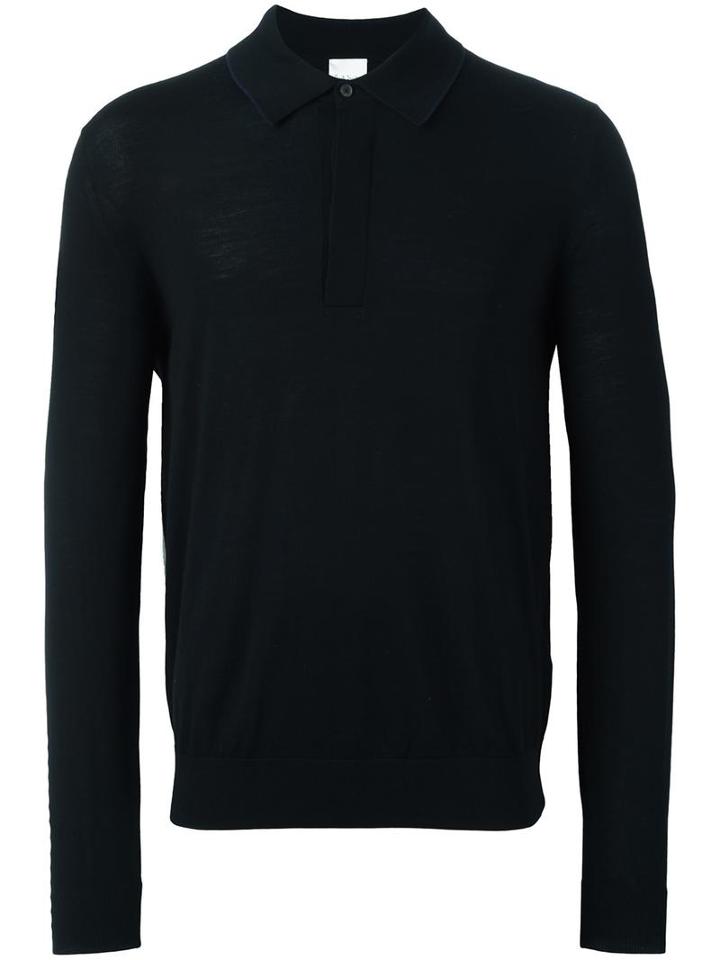 Paul Smith Longsleeved Polo Shirt, Men's, Size: Large, Black, Merino