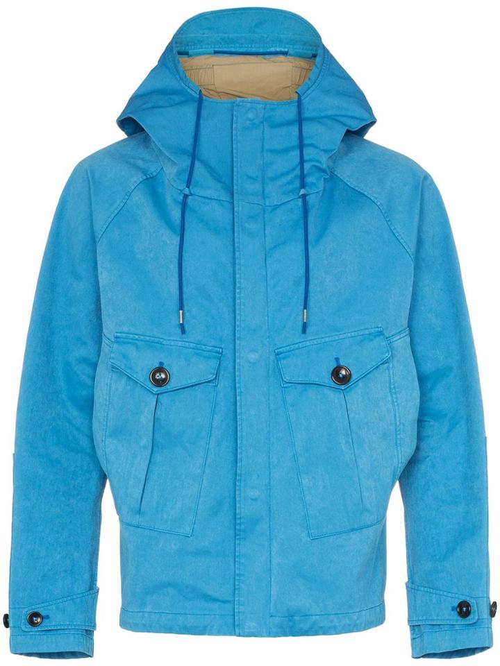 Ten C Blue Front Pocket Hooded Jacket