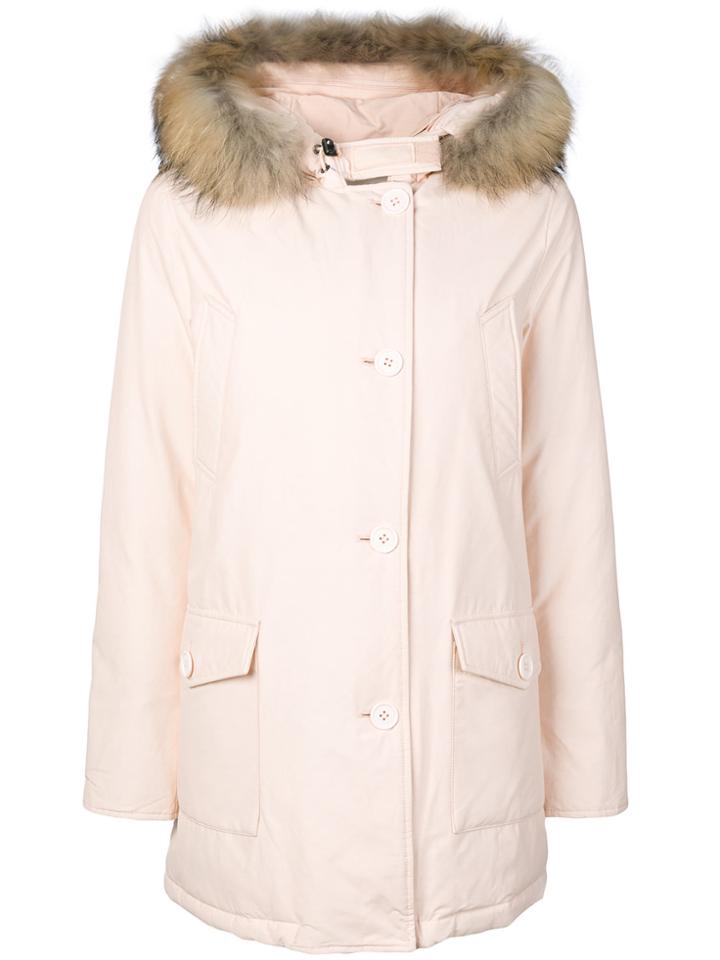 Woolrich Fur-trim Hooded Coat - Pink & Purple