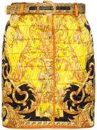Versace Quilted Baroque Print Mini Skirt - Yellow