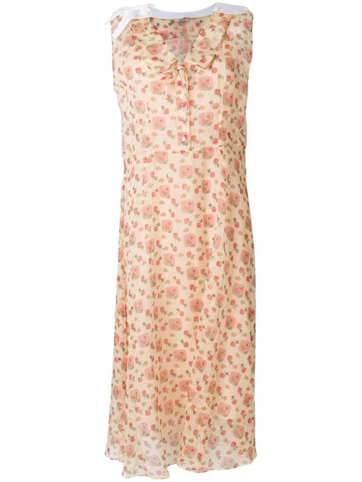 Miu Miu Floral Midi Dress - Neutrals