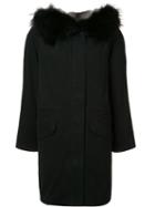 Army Yves Salomon Midi Parka Coat, Women's, Size: 38, Black, Rabbit Fur/polyester